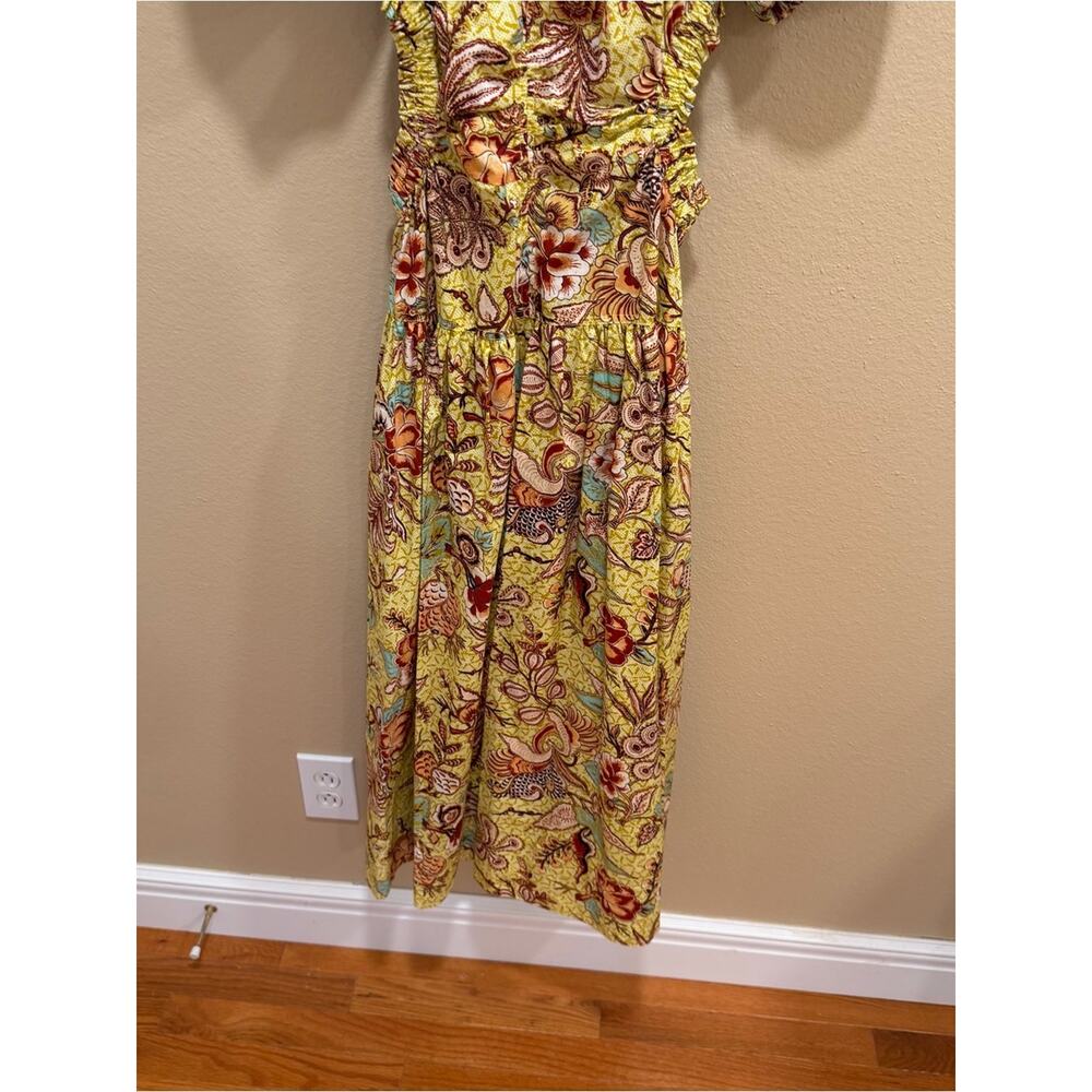Ulla Johnson Cotton Yellow Floral Maxi Dress with Puff Sleeves 4 - Picture 14 of 15